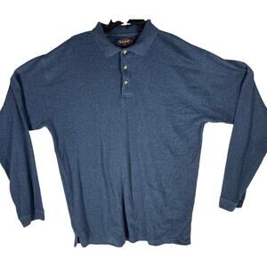 REPP Polo Shirt Size XLT Blue Cotton Blend Long Sleeves Minimalist Preppy Casual